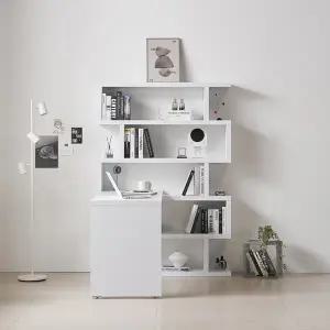 소소숲 누보 H형 책상 책장 세트 1400 (5단 폭1200책장형)