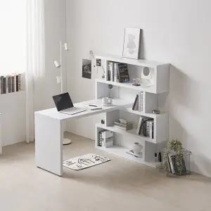 소소숲 누보 H형 책상 책장 세트 1200 (4단 폭1200책장형)