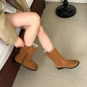 여자 클래식 FUR안감 세무 데일리 평평한 앵클부츠