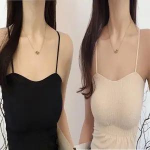 가슴 통기성 탱크탑 여자 끈 밴딩 캡 여름 내장 나시