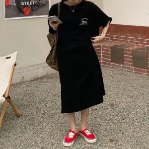 여름 여자 데일리 편한 반팔 등원룩 롱원피스 루즈핏