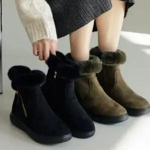 [옷자락]여자 인조퍼 스웨이드 옆지퍼 통굽 앵클부츠