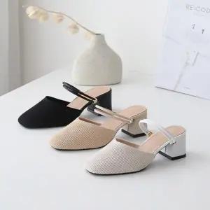 [옷자락]여자 봄 여름 시즌 니트 짜임 슬링백 샌들