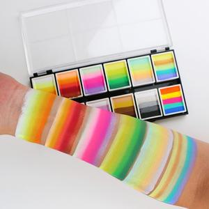 Bowitzki Professional  드림 그라디언트 페이스 페인트 및 바디 12x10gm 원 스트로크 스플릿 케이크 레인