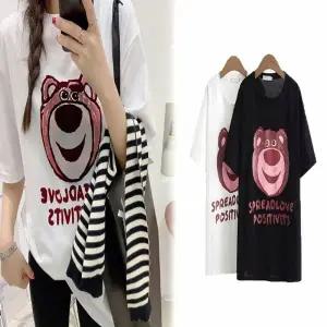 반팔 오버핏 베어 박시한 여름 프린팅 티셔츠 여자