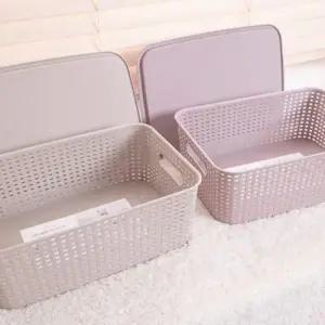 ( )다용도 뚜껑 수납함 적층 멀티 수납함 공간활용 정리함 바구니