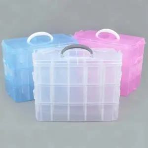 다용도정리함 3단 대형 부품 공구 손잡이 투명 정리 나사 보관 휴대 분류 보관함