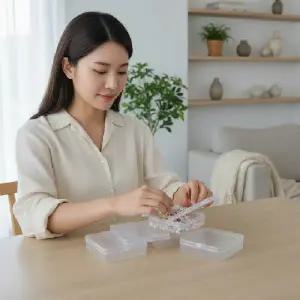 ( )투명 아크릴 소형 정리함 책상 화장대 다용도 보관함 소품 정리통 9.5cm