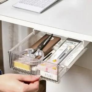 (색상 색상/블랙)부착식 슬라이딩 히든 서랍 데스크 붙이는 정리함 책상 부착 수납함 소형