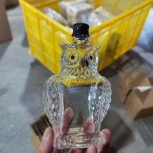 올빼미 모양 위스키 병 고붕규산 유리 동물 새로운