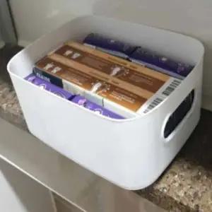 ( )선반정리함 펜트리정리 화장대수납함 정리바구니 수납함 손잡이 소