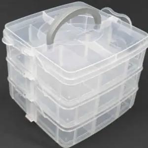 ( )소품보관함 악세서리정리 식탁위정리함 소품수납함 소품정리함 3단 적층형 소 반투명