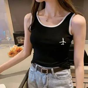 배색 여름 민소매 이너 여성 나시티 2컬러 라운드넥