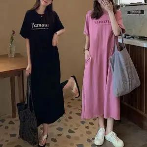 반팔 편한 외출복 롱원피스 데일리 등원룩 여자 여름