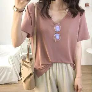 않은 여름 답답하지 4컬 U넥 루즈핏 반팔티셔츠 여성