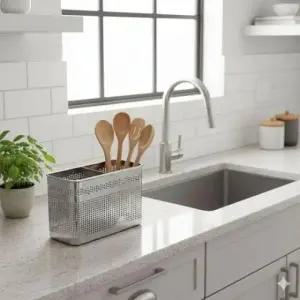 ( )직사각 걸이형 타공 스텐 물빠짐 수저 정리함 꽂이 2구