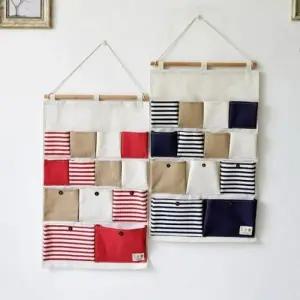 (선택-색상 소형-레드)다용도 벽걸이 수납 포켓 문걸이 패브릭 벽걸이 수납 정리함 월포켓