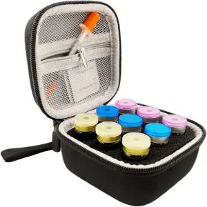 자이쿰 펩타이드 케이스 인슐린 바이알 홀더 9개 슬롯 5-10ml U-100 바이알용 여행 보관 지퍼 메쉬 포켓과