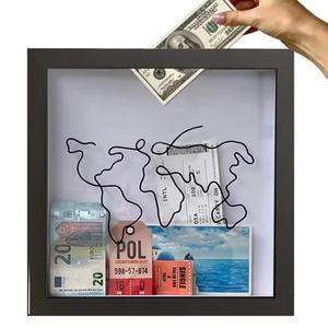 어드벤처 아카이브 박스, 투명 기념 보관함, 맵 프레임, 크기 8x8 인치, 스탬프 앨범, 1 개