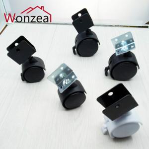 2개/몫 1.5 인치/2 인치 블랙/화이트 플라스틱 각도 브레이크 회전 사무실 의자 바퀴 캐스터 롤러