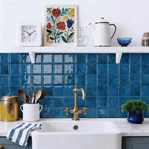 3D 블루 벽 타일 스티커 자가 접착 PET+PU 방수 필앤스틱 백스플래시 주방 욕실 홈 데코