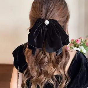 빅사이즈 벨벳 리본 슈슈 진주 진주 포인트 슈슈 곱창밴드 헤어슈슈