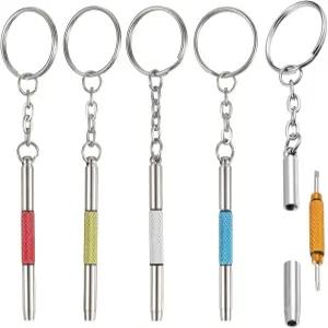 JJUNW 미니 안경 드라이버 5개 3인치 1개 시계 정밀 스테인리스 스틸 키트 열쇠고리 수리 제조기 합금