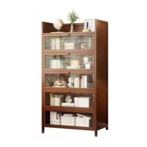 원목 투명 유리 책장 도서 수납장 여닫이 우드 서랍장