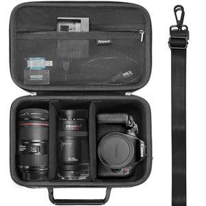RAIACE 하드 캐리링 케이스, 소니용 캐논 EOS 레벨 T7 / T100 T6 R50 R5 R7 R8, 니콘 카메라용. 렌즈, 케이블, 카드 및 액세서리용 대용량 카메라 가방. - 블랙