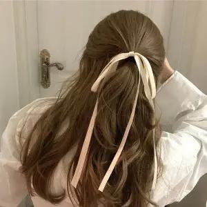 더블 리본 머리끈 롱 곱창밴드 헤어슈슈 고무줄 밴드 올림 머리