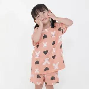 (더오투투)러브 래빗 반팔 상하 세트 봄 여름 유아 내의 실내복 잠옷 내복