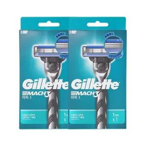 질레트 마하3 매뉴얼 면도기 핸들 1입+ 면도날 1입 x2