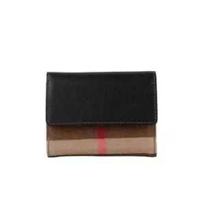 MUST IT_ 캔버스 레더 플랩 3단 반지갑 블랙 80840321