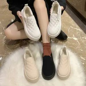 |CCS7ED1|여성용 겨울 퀼팅 털내장 슬립온 신발