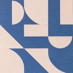 플로어팝스 X 베리 게이 페인트 지아 메트릭 코랄과 블루 필 앤 스틱 플로어 타일, FP6335