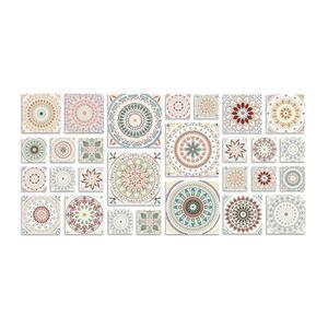28개 모로코산 백스플래시 벽 타일 스티커 필 앤 스틱에 만다라 패턴, 주방 아일랜드 욕실 세탁 RV 백스플래시 타일 장식 비닐 DIY 벽 스티커 스틱 부착