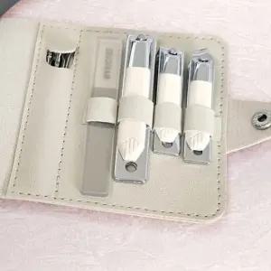 그레이 베이지 가죽 파우치 손톱깎이 세트 9피스 개인 위생 도구 가성비 좋은 선택
