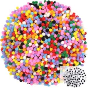 TOAOB 2800개 미니 폼폼 6mm 다양한 색상의 예술 및 공예 퍼지 취미 용품 DIY 동물 의상 장식용 구글 즈