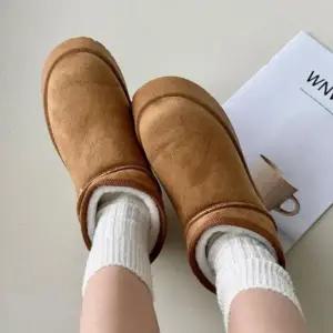 CCS7ECD여성 스웨이드 안감 통굽 편안한 데일리 앵클부츠