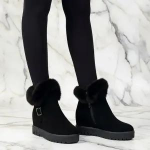 CCS7ECF여성용 겨울 스웨이드 털 안감 앵클부츠