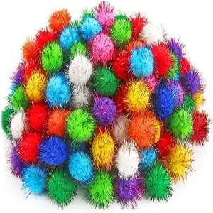 TOAOB 200개 글리터 폼 0.6인치 멀티컬러 스파클 볼 아트 및 플러피 공예 퍼지 DIY 프로젝트 홈 데코레이션