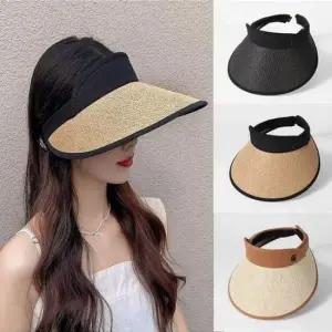 여자 여름 밀짚 모자 선캡 내부 블랙코팅 햇빛 차단