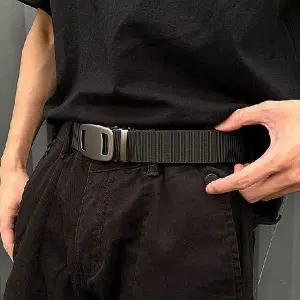 남녀공용 카고 허리벨트 자동버클 웨빙 스트랩 캐주얼 혁대
