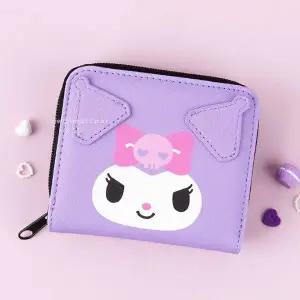 데일리 가죽 페이스 지갑 퍼플 미니멀 컴팩트 여성 반지갑