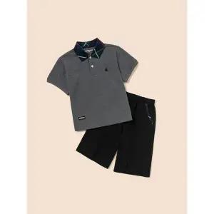 (BEANPOLE KIDS) 체크 포인트 칼라 반소매 상하세트  애쉬 BI6342U014