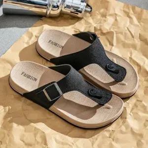 2컬러 베이직 버클 쪼리 슬리퍼 AT1603 여름 데일리 비치 샌들