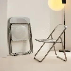 접이식 의자 아크릴 스틸 교회 체어 투명 간이 폴딩체어