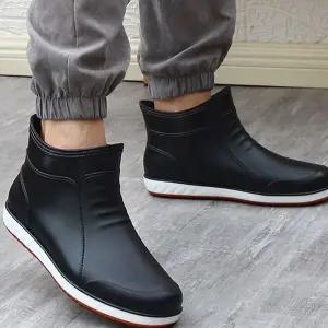 [에이치플러스몰]남성용 모던 숏 레인부츠 가벼운 방수 장화 장마철 데일리 슈즈
