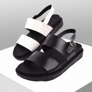 남성 가죽 샌들 발등 스트랩 버클 플랫폼 여름 샌달 슈즈