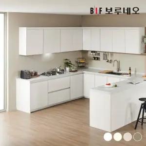 보루네오 나비드 주방 싱크대 시공 ㄷ자 6.2m E0 PET소재